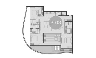 Condominium floor plan, 3 bedrooms in Andaman Boutique Residences No. 11006
