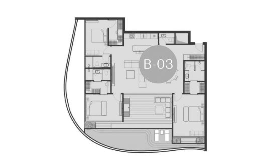 Condominium floor plan, 3 bedrooms in Andaman Boutique Residences No. 11006 (2D)